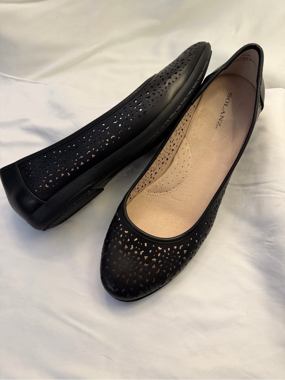 [NWOT] Solanz "Cailyn" Perforated Ballet Style Slip-On - Black - Size 12M